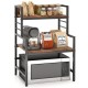 Honhorrs Two-Shelf Microwave Stand with Open Lower Appliance Bay, Guardrails and Adjustable Feet