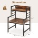 Honhorrs Two-Shelf Microwave Stand with Open Lower Appliance Bay, Guardrails and Adjustable Feet