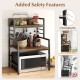 Honhorrs Two-Shelf Microwave Stand with Open Lower Appliance Bay, Guardrails and Adjustable Feet