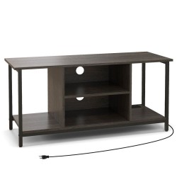 Honhorrs Three-Tier Media Stand for TVs up to 50 Inches, Power Access and Adjustable Center Shelf