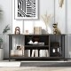Honhorrs Three-Tier Media Stand for TVs up to 50 Inches, Power Access and Adjustable Center Shelf