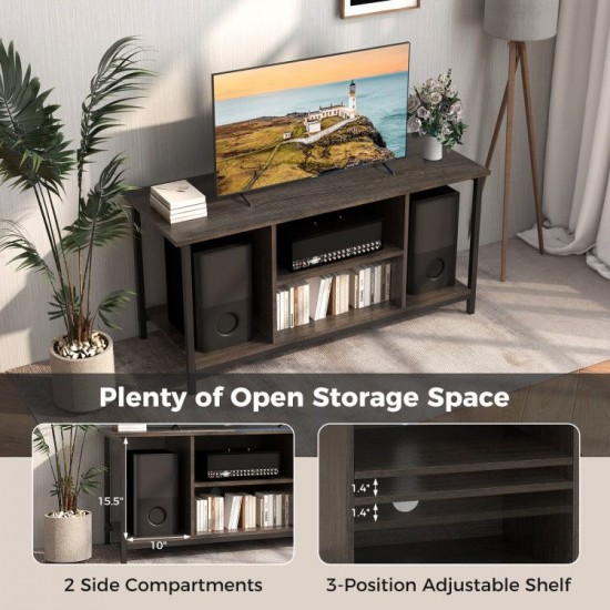 Honhorrs Three-Tier Media Stand for TVs up to 50 Inches, Power Access and Adjustable Center Shelf