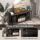 Honhorrs Three-Tier Media Stand for TVs up to 50 Inches, Power Access and Adjustable Center Shelf