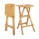 Honhorrs Pair of Folding Teak Patio Bar Stools, Saddle Seats with Footrests and Preassembled Frames