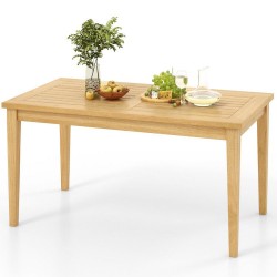 Honhorrs 35.5-by-20-Inch Teak Patio Coffee Table, Natural Wood Frame and Slatted Rectangular Top