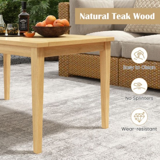 Honhorrs 35.5-by-20-Inch Teak Patio Coffee Table, Natural Wood Frame and Slatted Rectangular Top