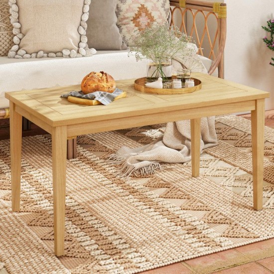 Honhorrs 35.5-by-20-Inch Teak Patio Coffee Table, Natural Wood Frame and Slatted Rectangular Top