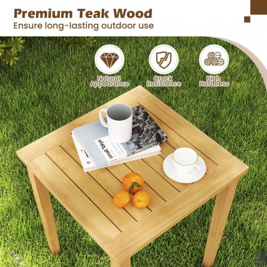 Honhorrs Two Teak Patio Nesting Tables, Wooden Tops with Tuck-Together Storage and 110-Lb Capacity