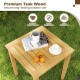Honhorrs Two Teak Patio Nesting Tables, Wooden Tops with Tuck-Together Storage and 110-Lb Capacity