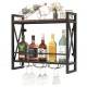 Honhorrs Wall-Mounted Wine Organizer, Two Shelves and Stemware Rails with Reinforced Metal X-Bracing