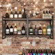 Honhorrs Wall-Mounted Wine Organizer, Two Shelves and Stemware Rails with Reinforced Metal X-Bracing