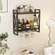 Honhorrs Wall-Mounted Wine Organizer, Two Shelves and Stemware Rails with Reinforced Metal X-Bracing