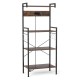 Honhorrs Four-Tier Powered Baker's Rack, Eight S-Hooks with AC Outlets, USB-C Port and Shelf Rails