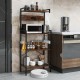 Honhorrs Four-Tier Powered Baker's Rack, Eight S-Hooks with AC Outlets, USB-C Port and Shelf Rails