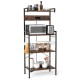 Honhorrs Four-Tier Powered Baker's Rack, Eight S-Hooks with AC Outlets, USB-C Port and Shelf Rails