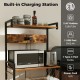 Honhorrs Four-Tier Powered Baker's Rack, Eight S-Hooks with AC Outlets, USB-C Port and Shelf Rails