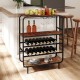 Honhorrs Sixteen-Bottle Wine Rack, Three Shelves and Three-Row Stemware Storage on Adjustable Feet