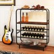 Honhorrs Sixteen-Bottle Wine Rack, Three Shelves and Three-Row Stemware Storage on Adjustable Feet
