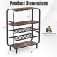 Honhorrs Sixteen-Bottle Wine Rack, Three Shelves and Three-Row Stemware Storage on Adjustable Feet