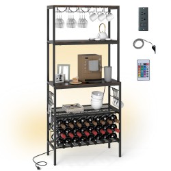 XVX Lighted Wine Organizer, Twenty-Four Bottle Positions with Power Outlet and Eight Side Hooks