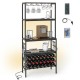 Honhorrs Lighted Wine Organizer, Twenty-Four Bottle Positions with Power Outlet and Eight Side Hooks