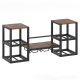 Honhorrs Wall-Mounted Wine Bar Shelf, Eight Bottle Positions with Three Glass Rails and Open Storage