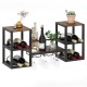 Honhorrs Wall-Mounted Wine Bar Shelf, Eight Bottle Positions with Three Glass Rails and Open Storage