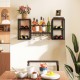 Honhorrs Wall-Mounted Wine Bar Shelf, Eight Bottle Positions with Three Glass Rails and Open Storage