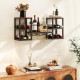 Honhorrs Wall-Mounted Wine Bar Shelf, Eight Bottle Positions with Three Glass Rails and Open Storage