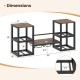Honhorrs Wall-Mounted Wine Bar Shelf, Eight Bottle Positions with Three Glass Rails and Open Storage