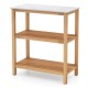 Owlyin Acacia Potting Bench, Three Storage Levels with Marble-Look Resin Top and Adjustable Feet