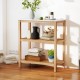 Owlyin Acacia Potting Bench, Three Storage Levels with Marble-Look Resin Top and Adjustable Feet