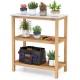 Owlyin Acacia Potting Bench, Three Storage Levels with Marble-Look Resin Top and Adjustable Feet