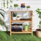 Owlyin Acacia Potting Bench, Three Storage Levels with Marble-Look Resin Top and Adjustable Feet