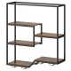 Honhorrs Six-Level Wall Wine Shelf, Staggered Bottle Display with Four Glass Racks and Metal Frame