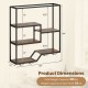 Honhorrs Six-Level Wall Wine Shelf, Staggered Bottle Display with Four Glass Racks and Metal Frame