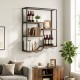 Honhorrs Six-Level Wall Wine Shelf, Staggered Bottle Display with Four Glass Racks and Metal Frame
