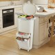 Honhorrs Eleven-Gallon Three-Level Sorting Bin, Dual Buckets with Tilting Compartment and Wheels