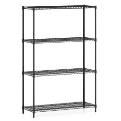 XVX Four-Tier Metal Storage Shelf, Adjustable V-Wire Racks with Clip Assembly and Leveling Feet