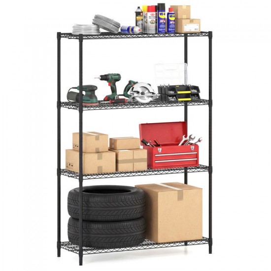 Honhorrs Four-Tier Metal Storage Shelf, Adjustable V-Wire Racks with Clip Assembly and Leveling Feet