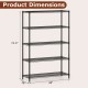 Honhorrs Five-Tier Metal Rack, Adjustable V-Shaped Wire Shelves with Clip Assembly and Anti-Tip Kits