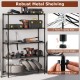 Honhorrs Five-Tier Metal Rack, Adjustable V-Shaped Wire Shelves with Clip Assembly and Anti-Tip Kits