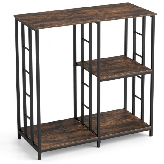 Honhorrs Kitchen Appliance Rack, Three Storage Levels with Mini-Fridge Compartment and Metal Frame