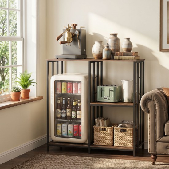 Honhorrs Kitchen Appliance Rack, Three Storage Levels with Mini-Fridge Compartment and Metal Frame