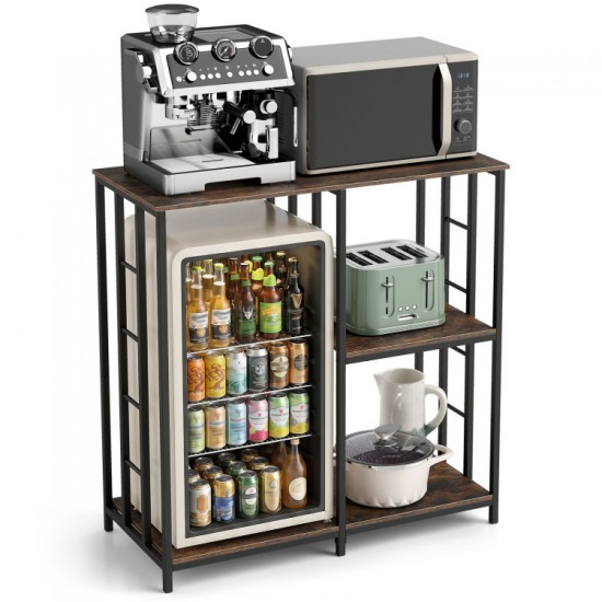 Honhorrs Kitchen Appliance Rack, Three Storage Levels with Mini-Fridge Compartment and Metal Frame