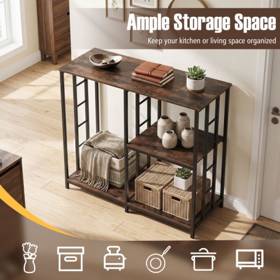Honhorrs Kitchen Appliance Rack, Three Storage Levels with Mini-Fridge Compartment and Metal Frame