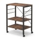 Rolling Kitchen Storage by Honhorrs, Three Shelves with Ten Utensil Hooks and Four Swivel Wheels
