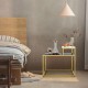 Honhorrs Stepped Two-Tier Side Table, Marble-Look Surface with Steel Frame and Adjustable Footpads