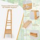 Honhorrs Bamboo Clothing Rack with Hanging Rod, 2 Storage Shelves, Side Hooks and Wall Anchor
