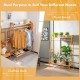Honhorrs Bamboo Clothing Rack with Hanging Rod, 2 Storage Shelves, Side Hooks and Wall Anchor